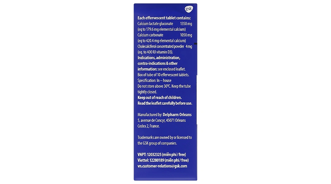 Viên nén sủi bọt CalSource Sandoz 600 + Vitamin D3 trị loãng xương tuýp 10 viên - 3